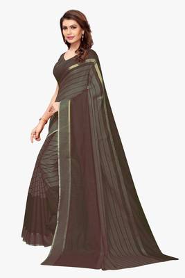 Brown woven cotton saree with blouse 2
