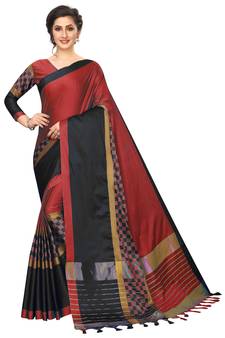 Multicolor woven cotton saree with blouse
