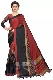 Multicolor woven cotton saree with blouse