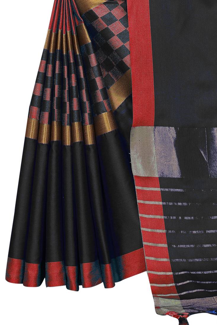 Multicolor woven cotton saree with blouse