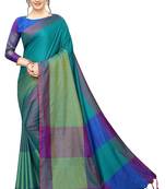 Multicolor woven cotton saree with blouse