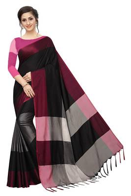 Multicolor woven cotton saree with blouse 1