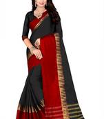 Black woven cotton saree with blouse