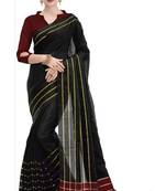 Black woven cotton saree with blouse