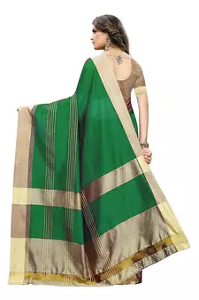 Green Woven Cotton Saree With Blouse