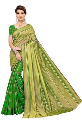 Multicolor woven cotton saree with blouse 1