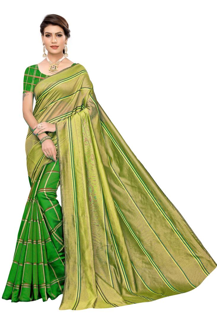 Multicolor woven cotton saree with blouse