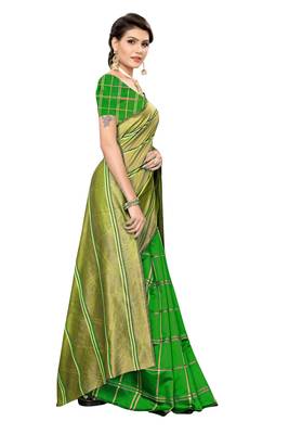 Multicolor woven cotton saree with blouse 3