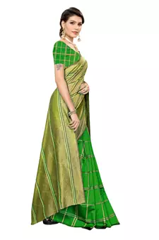 Multicolor woven cotton saree with blouse