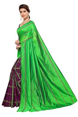 Multicolor woven cotton saree with blouse 2