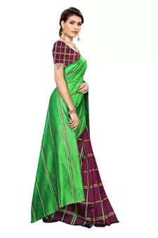 Multicolor woven cotton saree with blouse