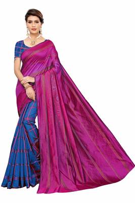 Multicolor woven cotton saree with blouse 1