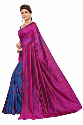 Multicolor woven cotton saree with blouse 2