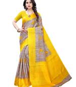 Multicolor printed art silk saree with blouse