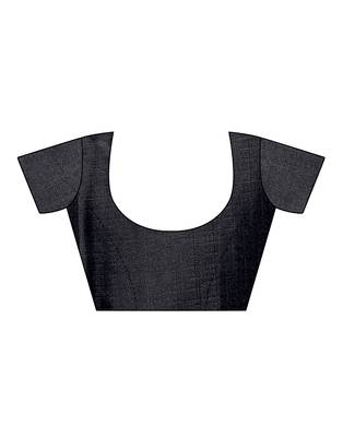 Black printed art silk saree with blouse 5
