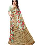 Multicolor printed art silk saree with blouse