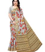 Multicolor printed art silk saree with blouse