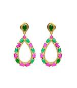 Pink and green Artificial earring