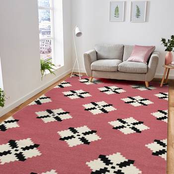 Saraswatii Global Rug 5'x8' Pink for luxurious home interior d  cor | Bedroom rugs 1