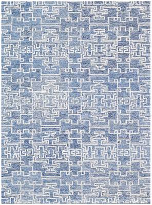 Modern Hand Tufted Boston Area Rug 5'x8' Blue 2