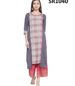 Grey Printed Viscose Round Neck kurti