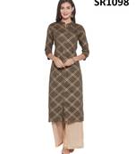 Green Printed Viscose Band / Mandarin / Chinese Collar kurti