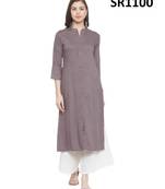 Grey Printed Viscose Band / Mandarin / Chinese Collar kurti