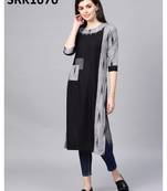 Black Printed Viscose Round Neck kurti