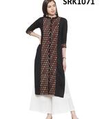 Black Printed Viscose Band / Mandarin / Chinese Collar kurti
