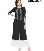 Black Printed Viscose Round Neck kurti