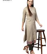 Beige Printed Viscose Band / Mandarin / Chinese Collar kurti