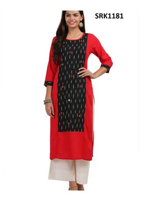 Black Printed Viscose Round Neck kurti 1