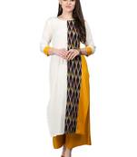 Off White Printed Viscose Round Neck kurti