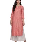 Red Printed Viscose Band / Mandarin / Chinese Collar kurti