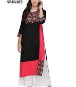 Black Printed Viscose Round Neck kurti