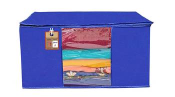 Atorakushon Fabric 2 Piece Saree Cover Clothes Storage Bags Garments Wardrobe Organiser (Blue) 3