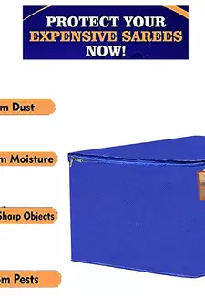 Atorakushon Fabric 9 Piece Saree Cover Clothes Storage Bags Garments Wardrobe Organiser (Blue)