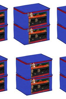 Atorakushon Fabric 12 Piece Saree Cover Clothes Storage Bags Garments Wardrobe Organiser (Blue)