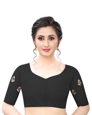 Black embroidered net saree with blouse 5
