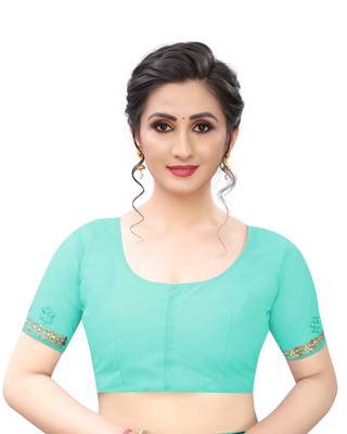 Sky blue embroidered net saree with blouse 5
