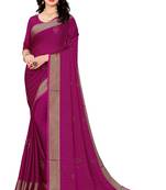 Purple embroidered silk saree with blouse