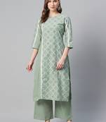 Grey printed cotton kurtas-and-kurtis