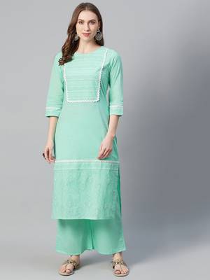 Green printed cotton ethnic-kurtis 1