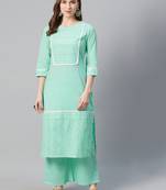Green printed cotton ethnic-kurtis