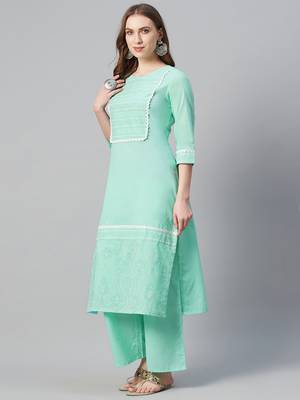Green printed cotton ethnic-kurtis 2