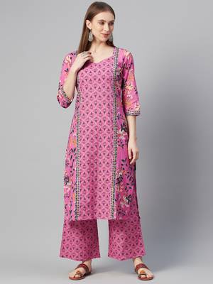 Pink printed cotton kurtas-and-kurtis 1