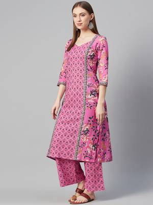 Pink printed cotton kurtas-and-kurtis 2