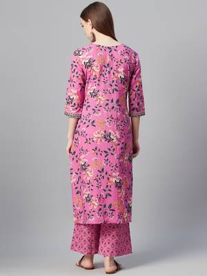 Pink printed cotton kurtas-and-kurtis 3