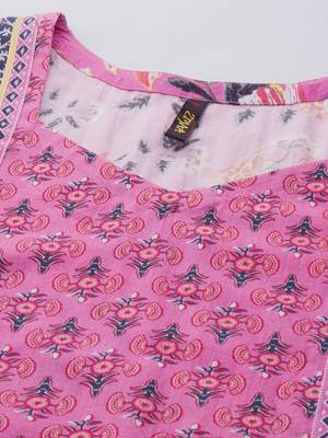 Pink printed cotton kurtas-and-kurtis 4