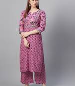 Pink printed cotton cotton-kurtis